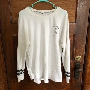 PINK White Long Sleeve Oversized Sweater/Shirt